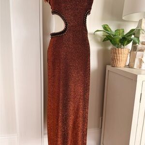 Chic Backless Brown Maxi Dress